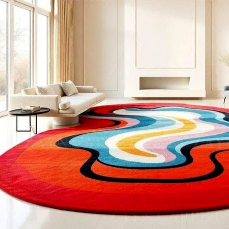 Handcrafted Wavy Multicolor Abstract Statement Living Rug